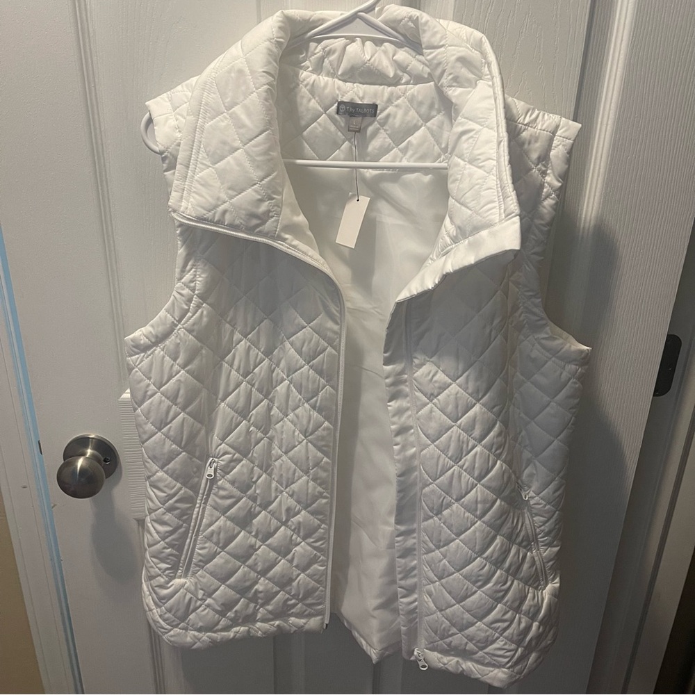Talbots White Quilted Vest